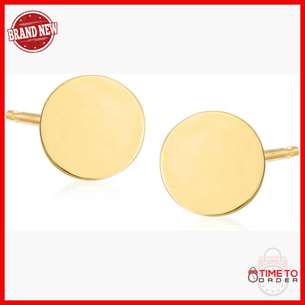 14kt Yellow Gold Flat Circle Stud Earrings, 3/16" Diameter, Italian Crafted